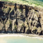 East coast sea cliffs, showing a number of sequences of pyroclastic flows.