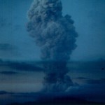 Sub-Plinian eruption cloud above the Soufriere Hills, photo taken from Redonda Island.