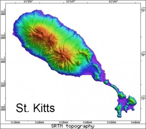 Radar Topography Map of St. Kitts