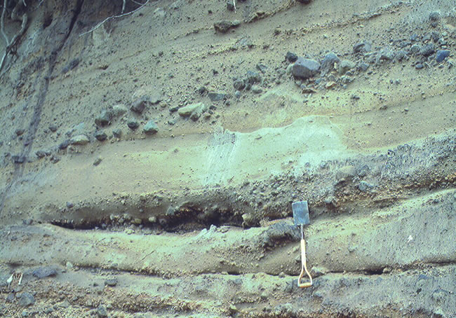16. Lithic-rich scoriaceous surge deposits, Sandy Bay.