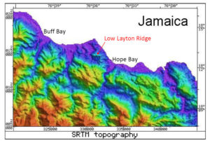 Radar Topography Map of Jamaica